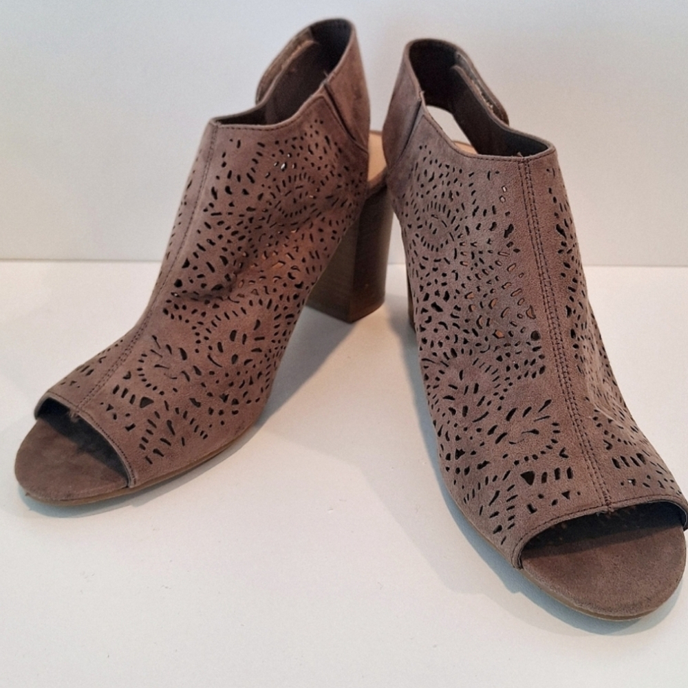 Big Buddha faux leather open-toed booties